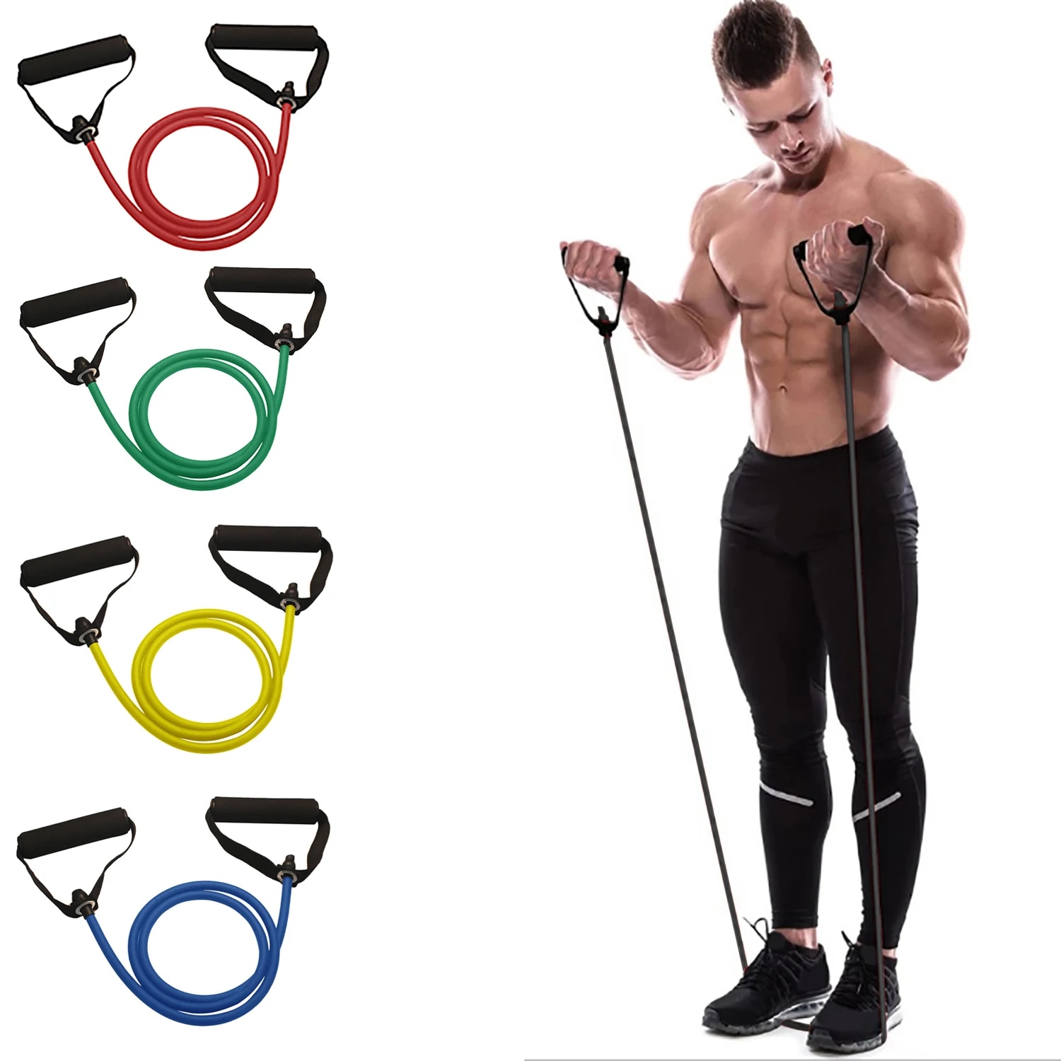 Home Gym Leg Press - Faixas de resistência com alças, faixas