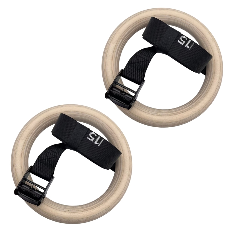 Gymnastic Rings Wooden - Anéis ginástica ajustáveis ​​q84c com alça