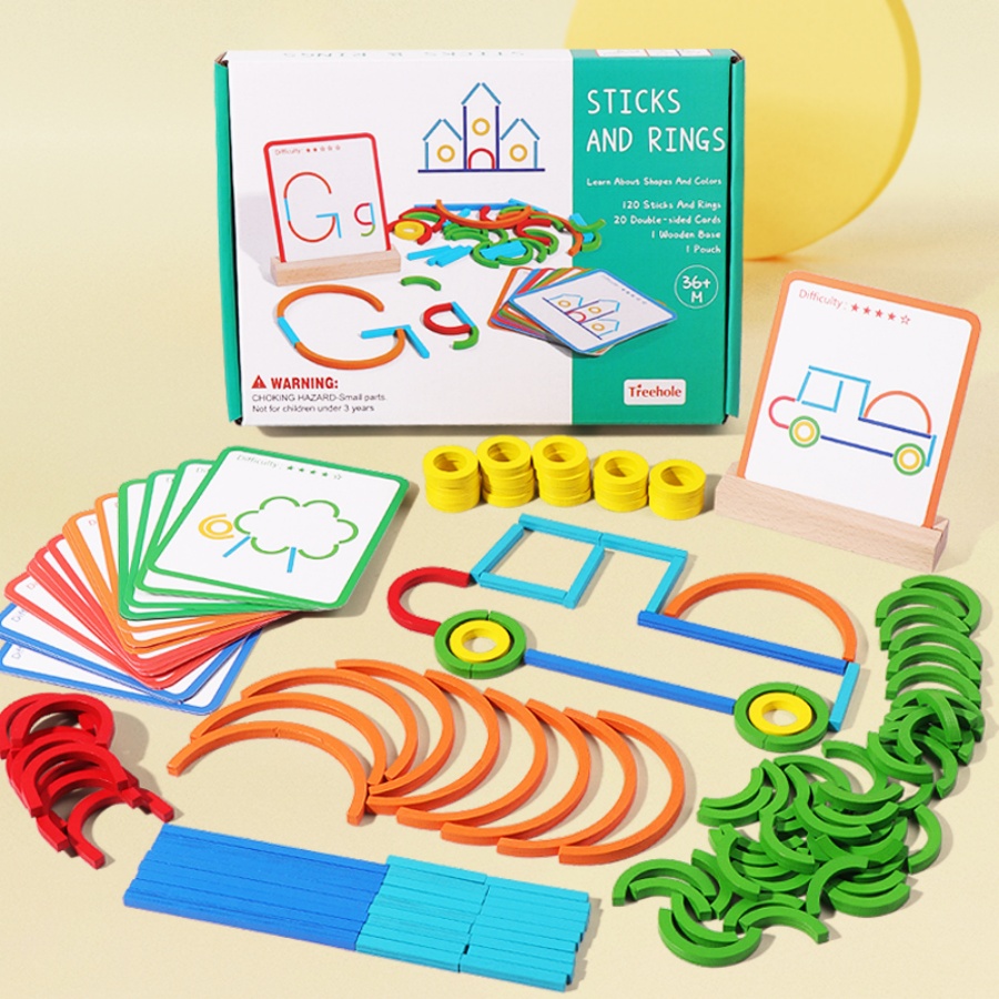 Gymnastic Rings Wooden - Brinquedos de quebra-cabeça de educação infantil,
